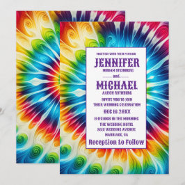 Psychedelische Tiedye-Hochzeitseinladungen Einladung