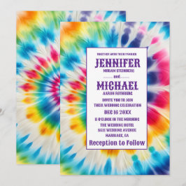 Psychedelische Tiedye-Hochzeitseinladungen Einladung