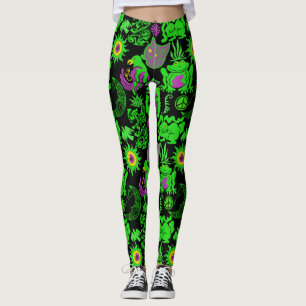 Psychedelische Tiere Muster Black BG Leggings
