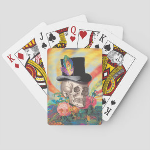 Psychedelische Top Hat Skull Spielkarten