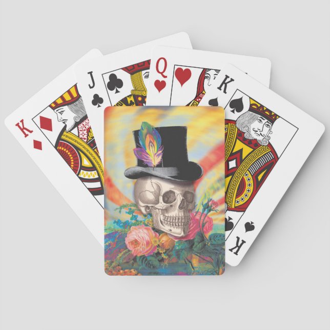 Psychedelische Top Hat Skull Spielkarten (Rückseite)