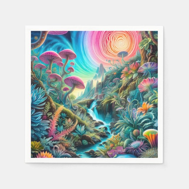Psychedelische Traumwelt verzaubert Serviette (Vorderseite)