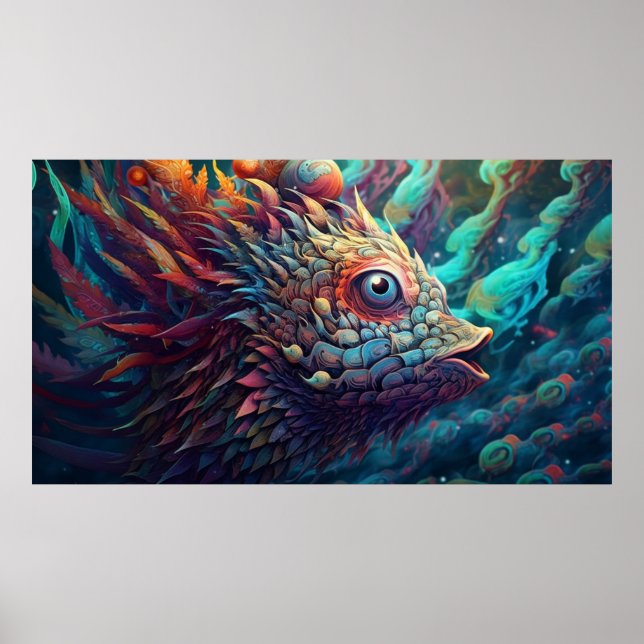 Psychedelische Trippy-Kreatur Poster (Vorne)