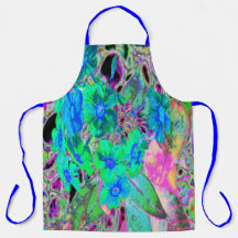 Psychedelische Trippy Lime Green and Blue Flowers