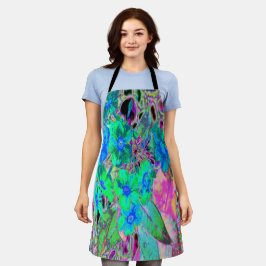 Psychedelische Trippy Lime Green and Blue Flowers Schürze