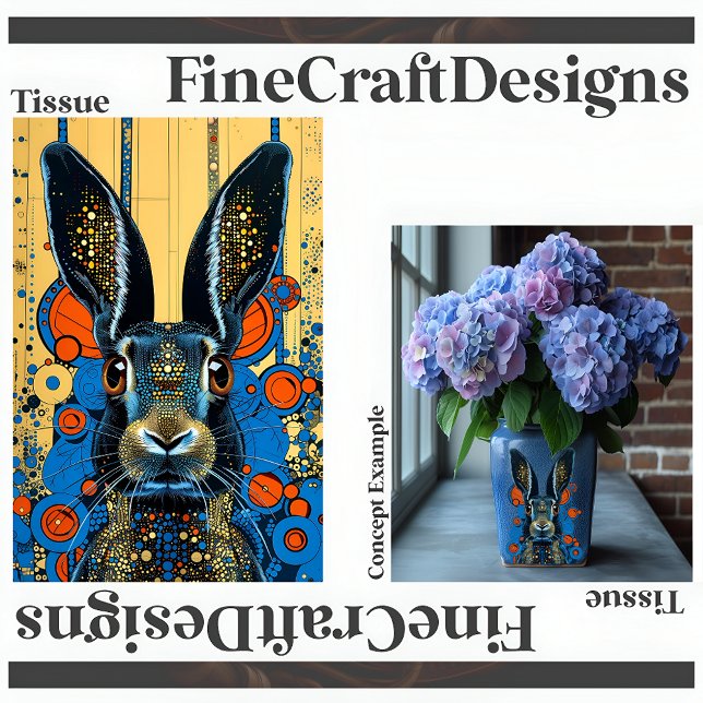 Psychedelische Trippy-Rabbit Hare Decoupage Verlas Seidenpapier (Von Creator hochgeladen)