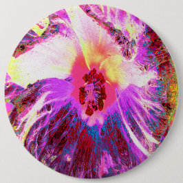 Psychedelische Trippy Rainbow Colors Hibiskus Blum Button