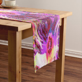 Psychedelische Trippy Rainbow Colors Hibiskus Blum Kurzer Tischläufer