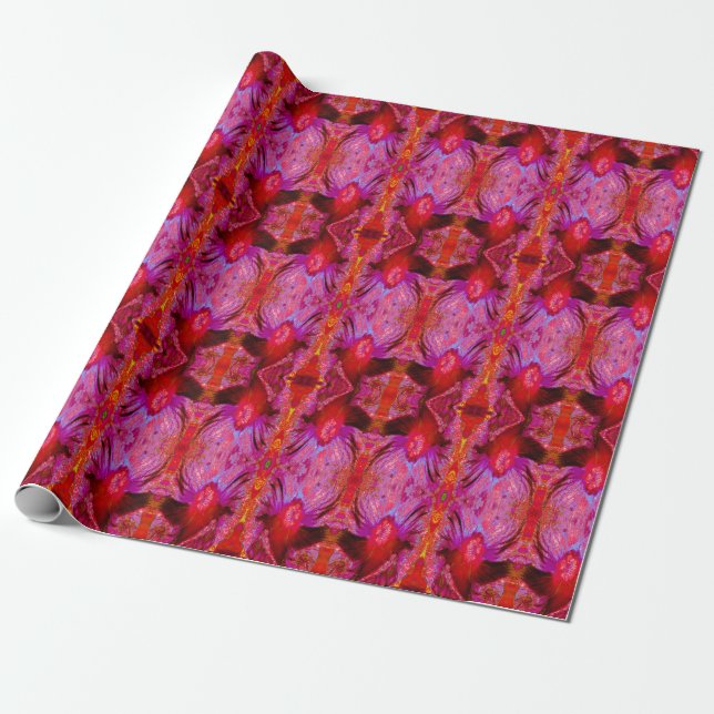 Psychedelische Trippy Retro Red Hibiskus Blume Geschenkpapier (Ungerollt)
