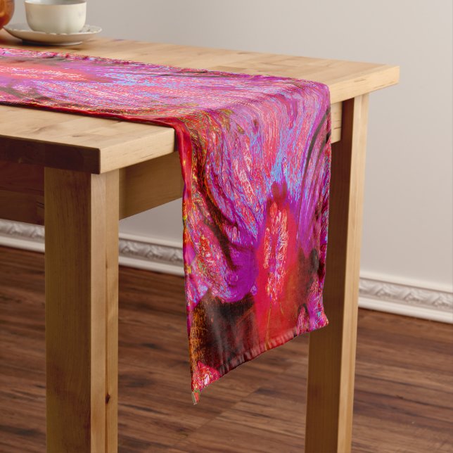 Psychedelische Trippy Retro Red Hibiskus Blume Kurzer Tischläufer (Beispiel)