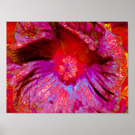Psychedelische Trippy Retro Red Hibiskus Blume Poster