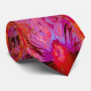 Psychedelische Trippy Retro Rote Hibiskusblüte Krawatte