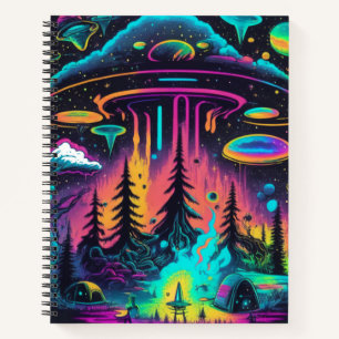 Psychedelische UFO-Fantasie-Kunst Notizbuch