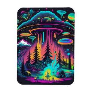 Psychedelische UFO Fantasy Art Magnet