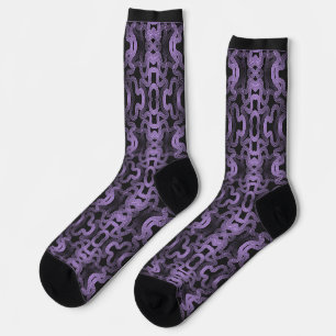 Psychedelische violette Linien auf Schwarz  Socken