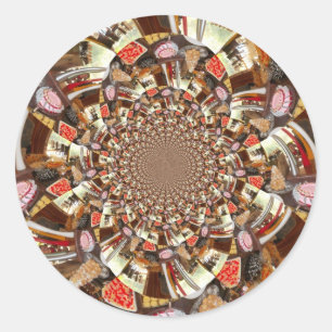 Psychedelische Vision von Brown Hues Runder Aufkleber