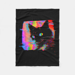 Psychedelische Weidcore Cat Vaporwave Ästhetische  Fleecedecke