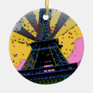 Psychedelische Welt: Eiffelturm, Paris Frankreich Keramikornament