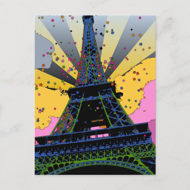 Psychedelische Welt: Eiffelturm, Paris Frankreich  Postkarte (Vorderseite)