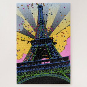 Psychedelische Welt: Eiffelturm, Paris Frankreich  Puzzle