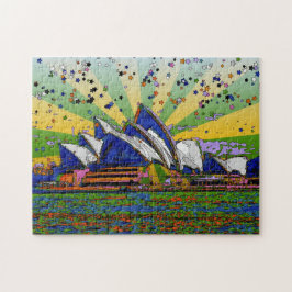 Psychedelische Welt: Sydney Australien Skyline A2 Puzzle