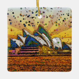 Psychedelische Welt: Sydney Skyline A1 Keramikornament