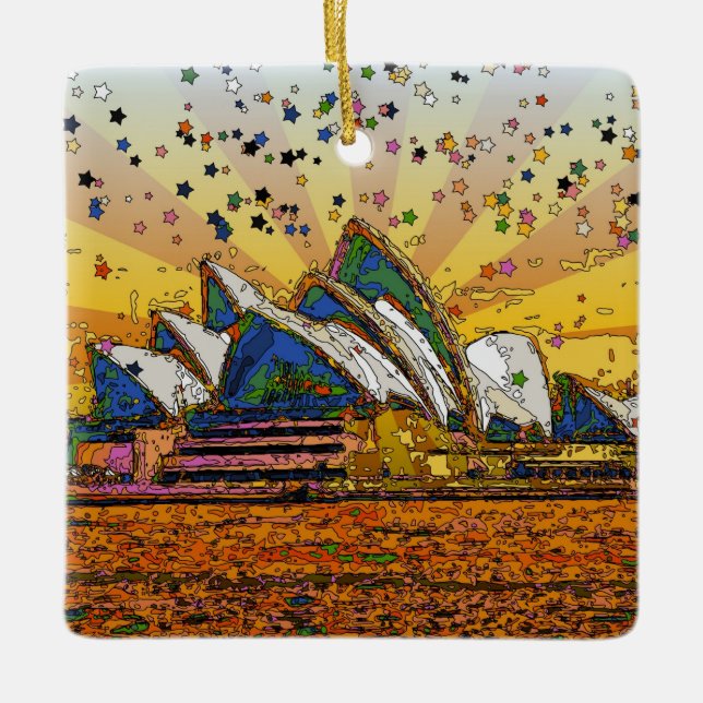 Psychedelische Welt: Sydney Skyline A1 Keramikornament (Vorderseite)