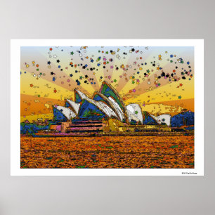 Psychedelische Welt: Sydney Skyline A1 Poster