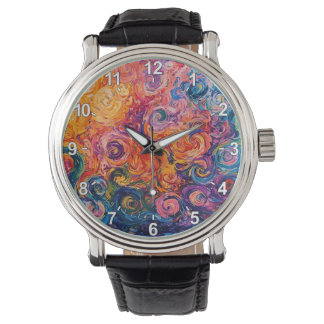 Psychedelische Wirbel Ölgemälde Armbanduhr