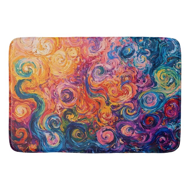 Psychedelische Wirbel Ölgemälde Badematte (Vorderseite)