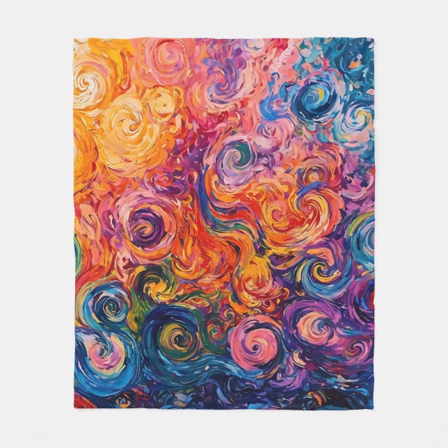 Psychedelische Wirbel Ölgemälde Fleecedecke (Vorderseite)