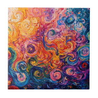 Psychedelische Wirbel Ölgemälde Fliese