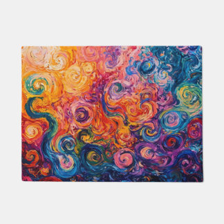 Psychedelische Wirbel Ölgemälde Fußmatte