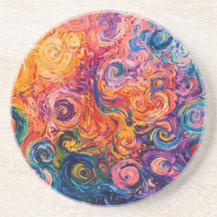 Psychedelische Wirbel Ölgemälde Getränkeuntersetzer