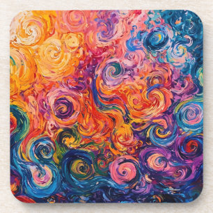 Psychedelische Wirbel Ölgemälde Getränkeuntersetzer