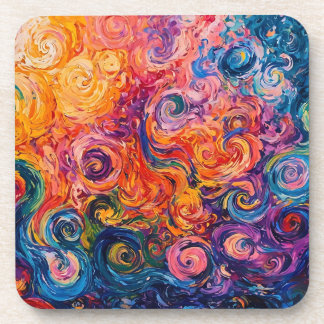 Psychedelische Wirbel Ölgemälde Getränkeuntersetzer