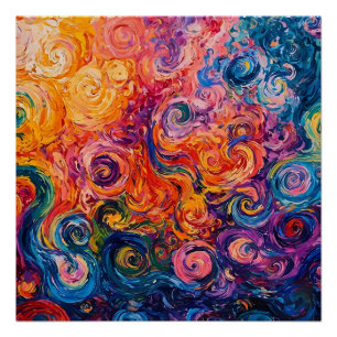 Psychedelische Wirbel Ölgemälde Poster