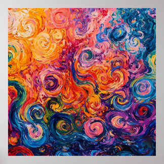 Psychedelische Wirbel Ölgemälde Poster