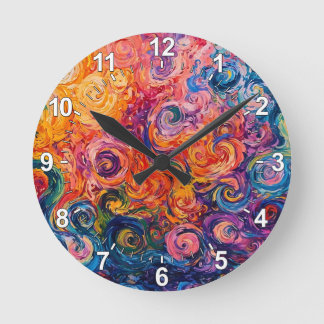 Psychedelische Wirbel Ölgemälde Runde Wanduhr