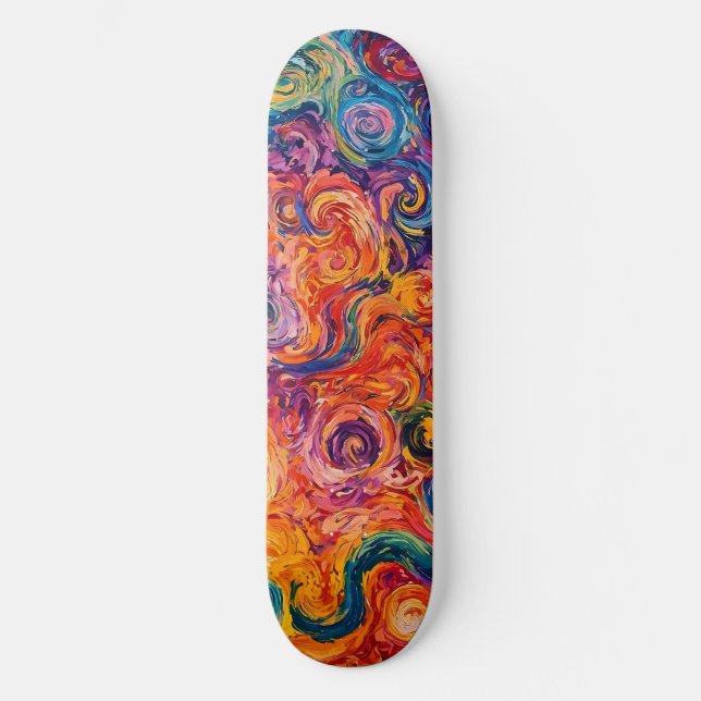 Psychedelische Wirbel Ölgemälde Skateboard (Vorderseite)