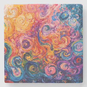 Psychedelische Wirbel Ölgemälde Steinuntersetzer