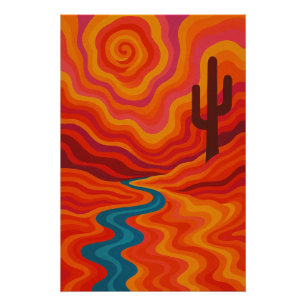 Psychedelische Wüste in der Wirbelsonne Poster