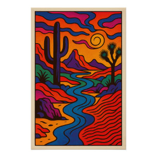 Psychedelische Wüstenlandschaft Poster