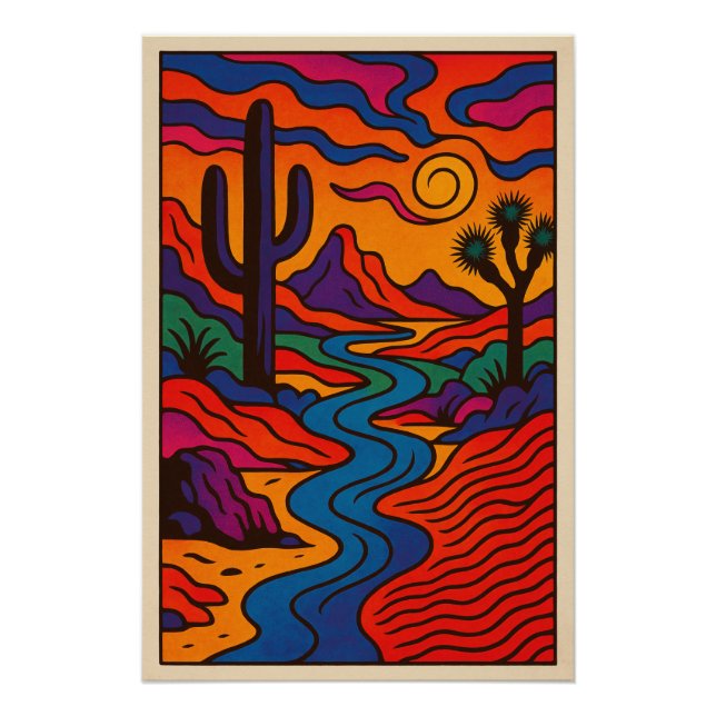 Psychedelische Wüstenlandschaft Poster (Vorderseite)