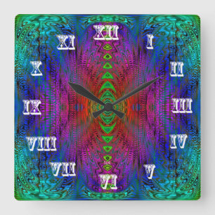 Psychedelische Zeit Warp von SD. Kelley Quadratische Wanduhr