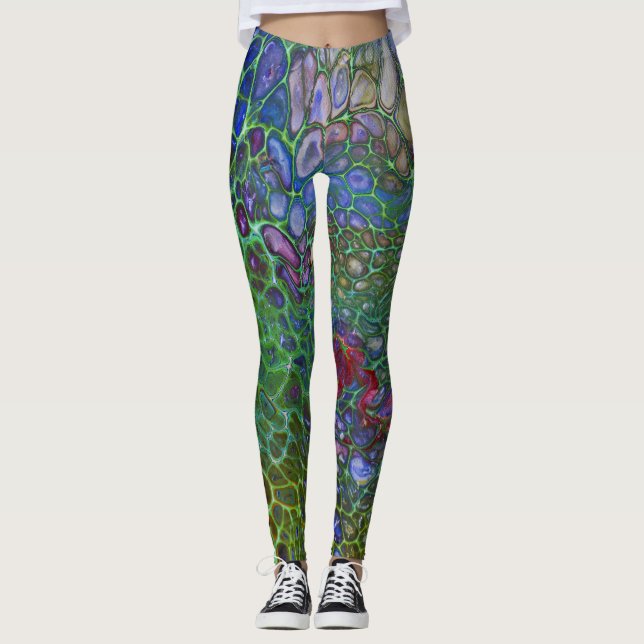 Psychedelische Zellen Leggings dunkel (Vorderseite)
