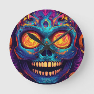Psychedelische Zuckerkultur - Tag der Toten Runde Wanduhr