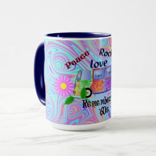 Psychedelischer '60er—Frieden, Liebe, Rock 'n' Rol Tasse