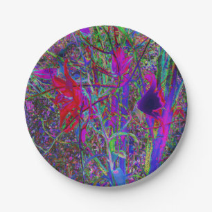 Psychedelischer abstrakter Regenbogenfarben-Lilien Pappteller
