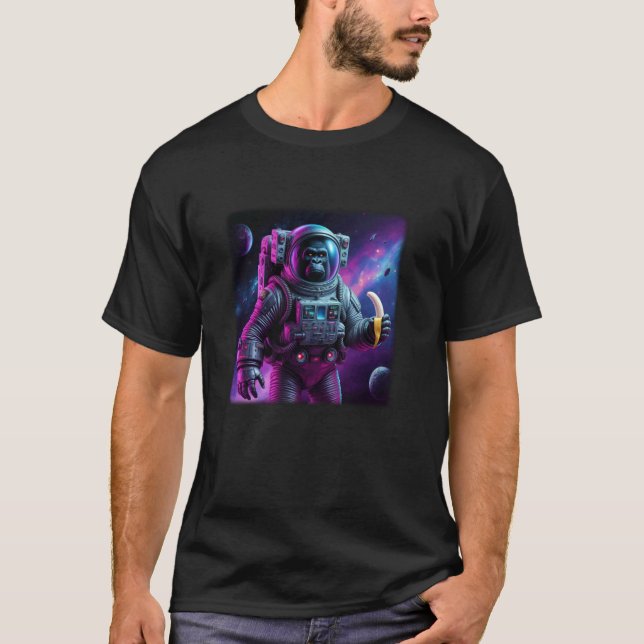 Psychedelischer Affe Astronaut Grafik T-Shirt (Vorderseite)